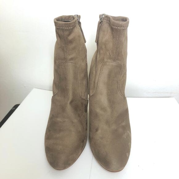 Steve Madden Heeled Sock Boot Tan Suede Almond Toe 10 - Picture 3 of 12